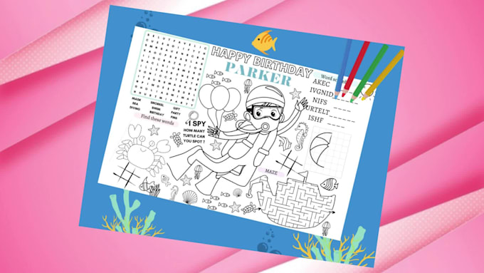 create fun custom placemat party sheet for kids