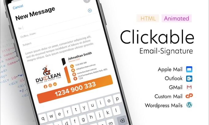design custom HTML clickable email signatures