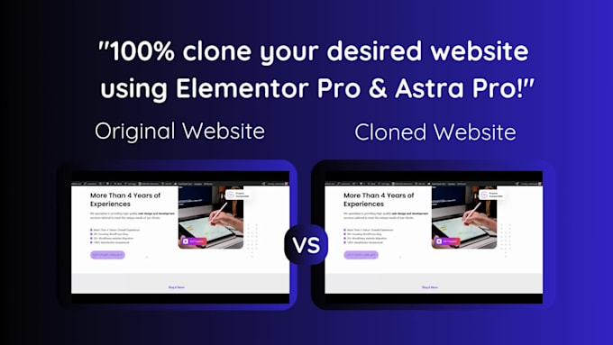 create a clone responsive website with elementor pro, astra pro