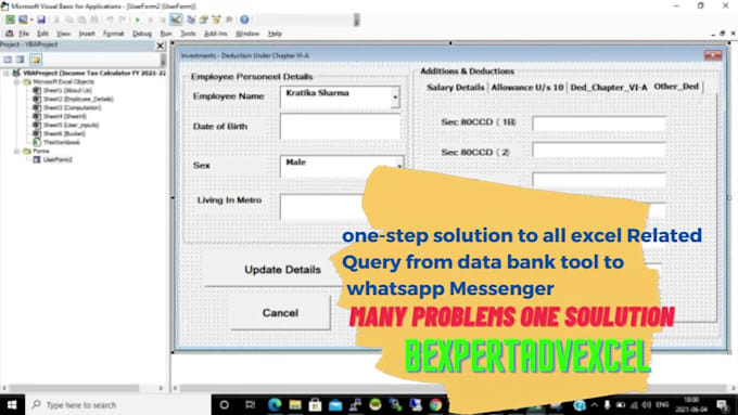 prepare a data bank user form for you using macros