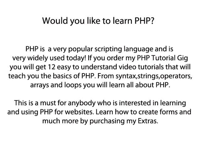 provide You with 12 Beginner PHP Video Tutorials