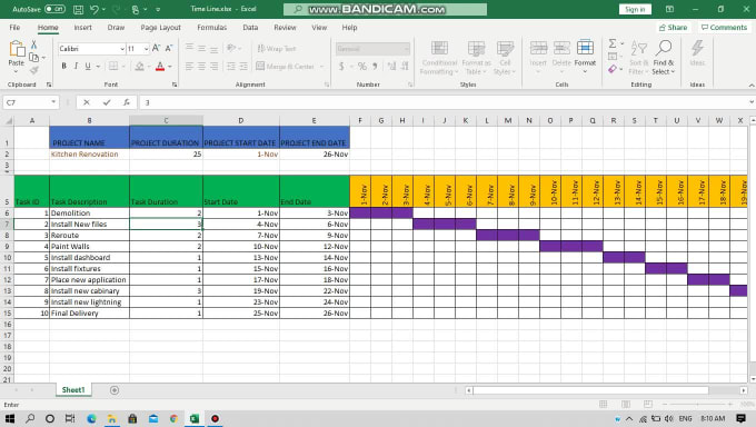 Create project timeline using excel gantt chart by Chamal_44 | Fiverr