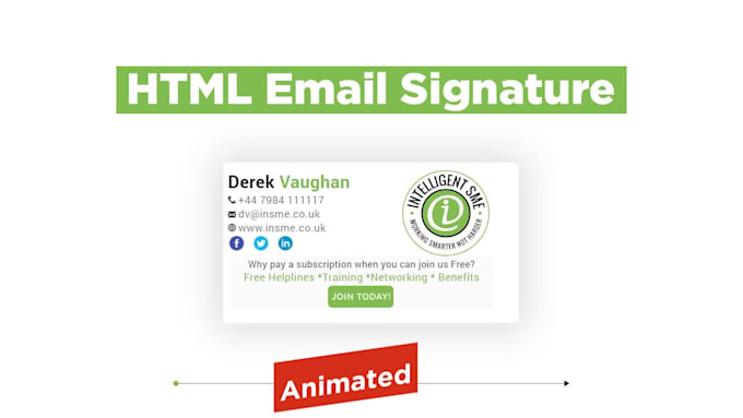 design email signatures in HTML, digital business cards, HTML signature