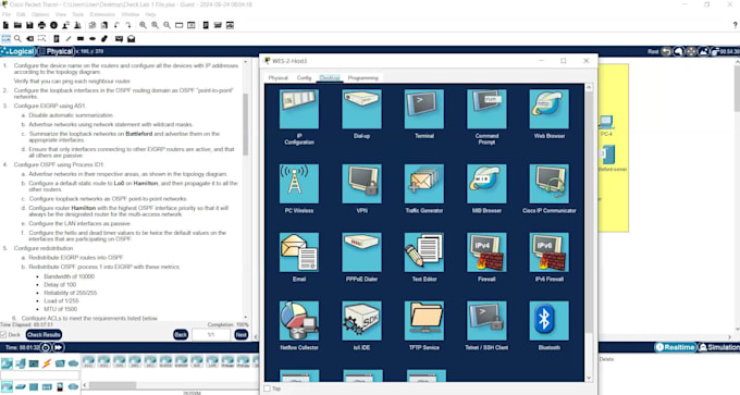 do network troubleshooting task in packet tracer