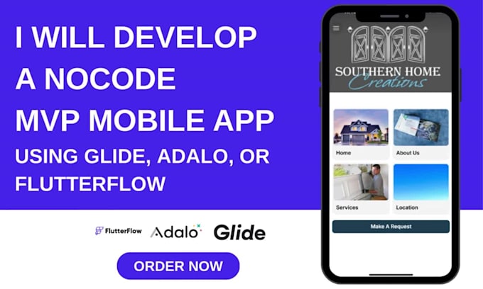 develop no code mvp mobile app using glide, adalo, or flutterflow