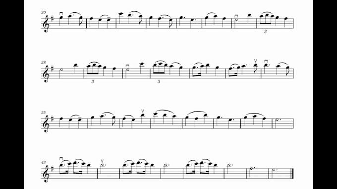 do personalized violin sheet music, transcribe or arrange with fingering