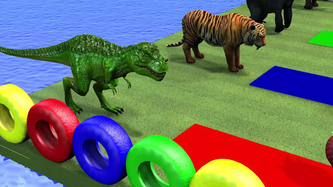 create 3d animal crossing fountain animation
