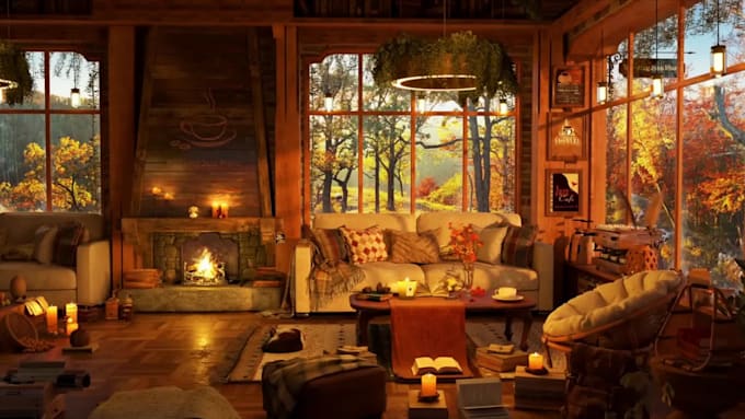 design custom cozy coffee shop ambience videos for youtube