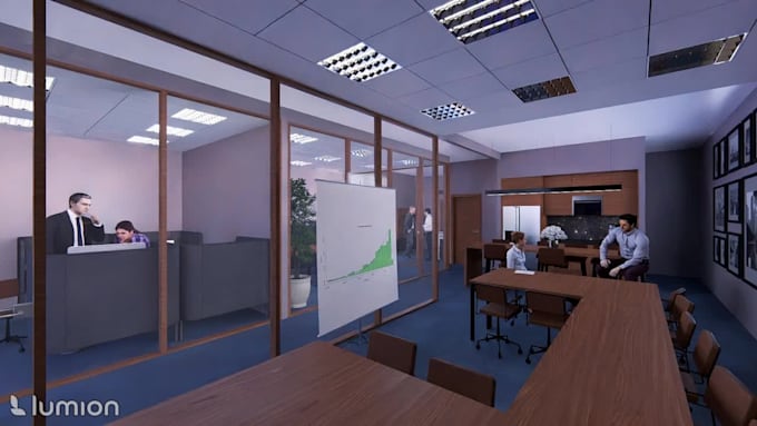 prepare a visualization of your office space, based on your space plan