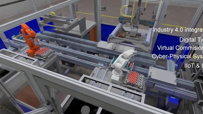 do 3d industrial video factory layout simulation manufacturing system animation