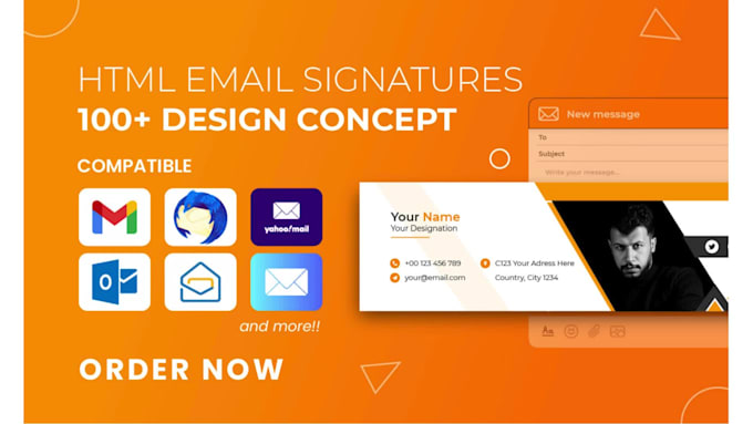 do business clickable HTML email signature, gmail outlook apple mail logo footer