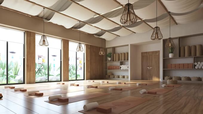 Design a high quality 3d yoga studio for wellness and fitness spaces by ...