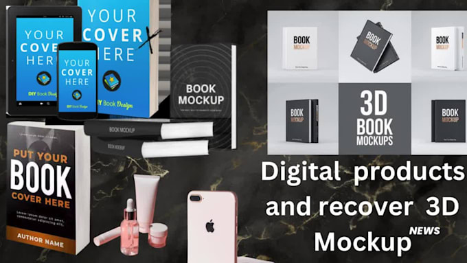 design digital product mockup, online course, box, phone, ecover bundle