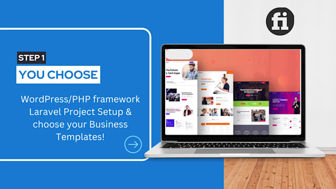 create a wordpress business website using the PHP laravel application