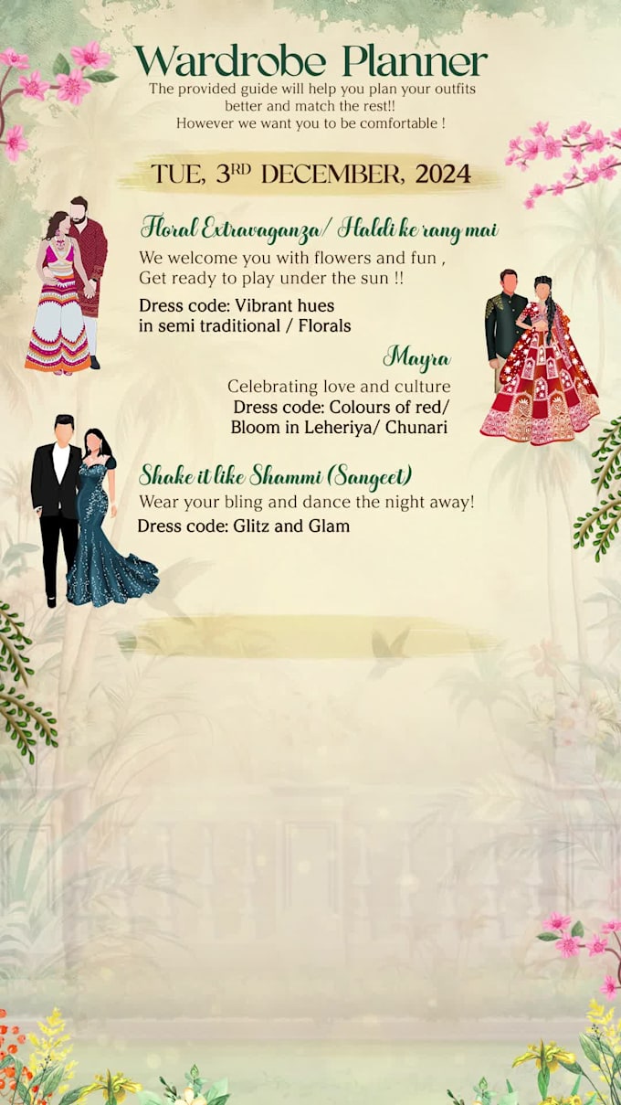 create a wardrobe planner for your wedding