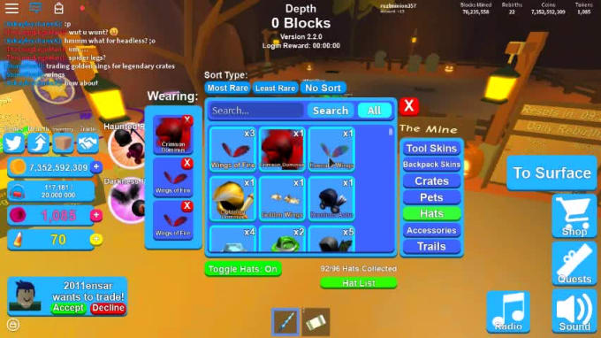 Give 3 Mythical Hats In Mining Simulator Roblox By Ruzilthegreat