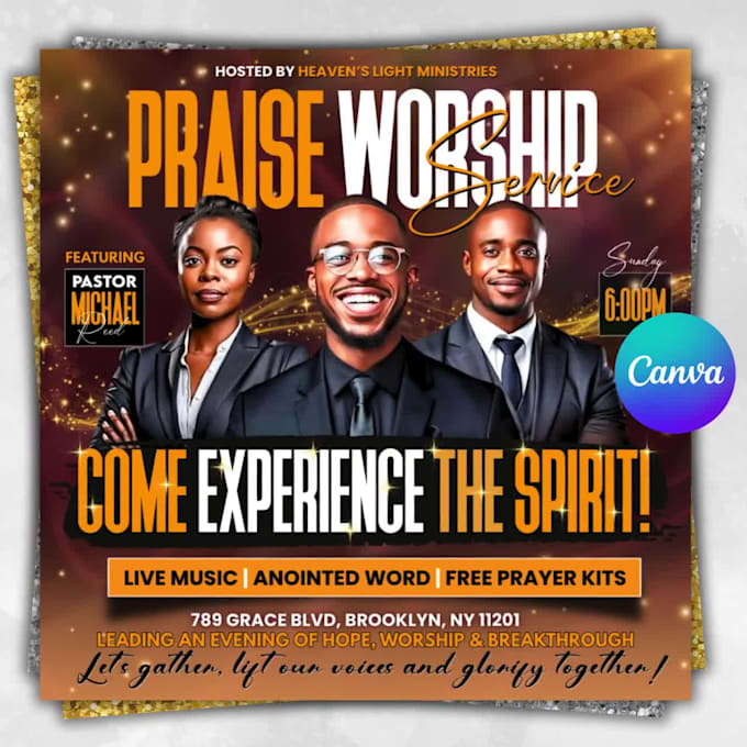 create a church flyer brochure for parishes using canva printable and fast