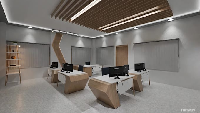 do design and 3d rendering for your office, control room etc