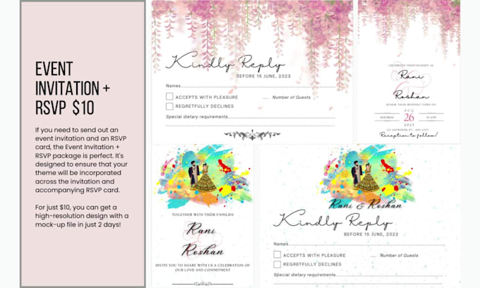 create a unique and elegant wedding or birthday invitation