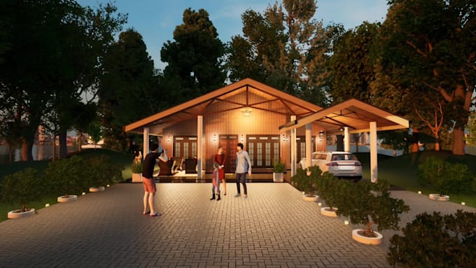 do photorealistic house exterior 3d rendering