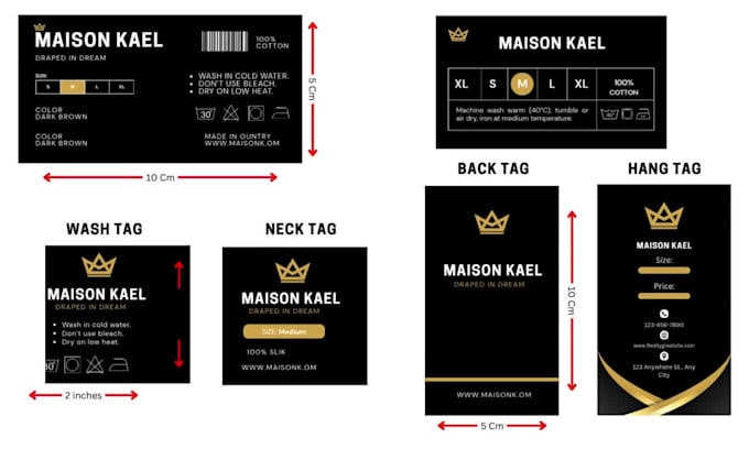 design neck label, clothing tag, hangtag, clothing label and care label