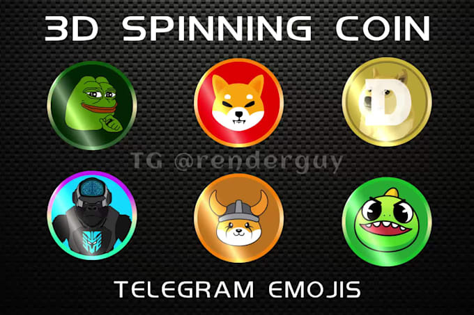 create 3d spinning coin emojis and stickers for telegram in 2hrs
