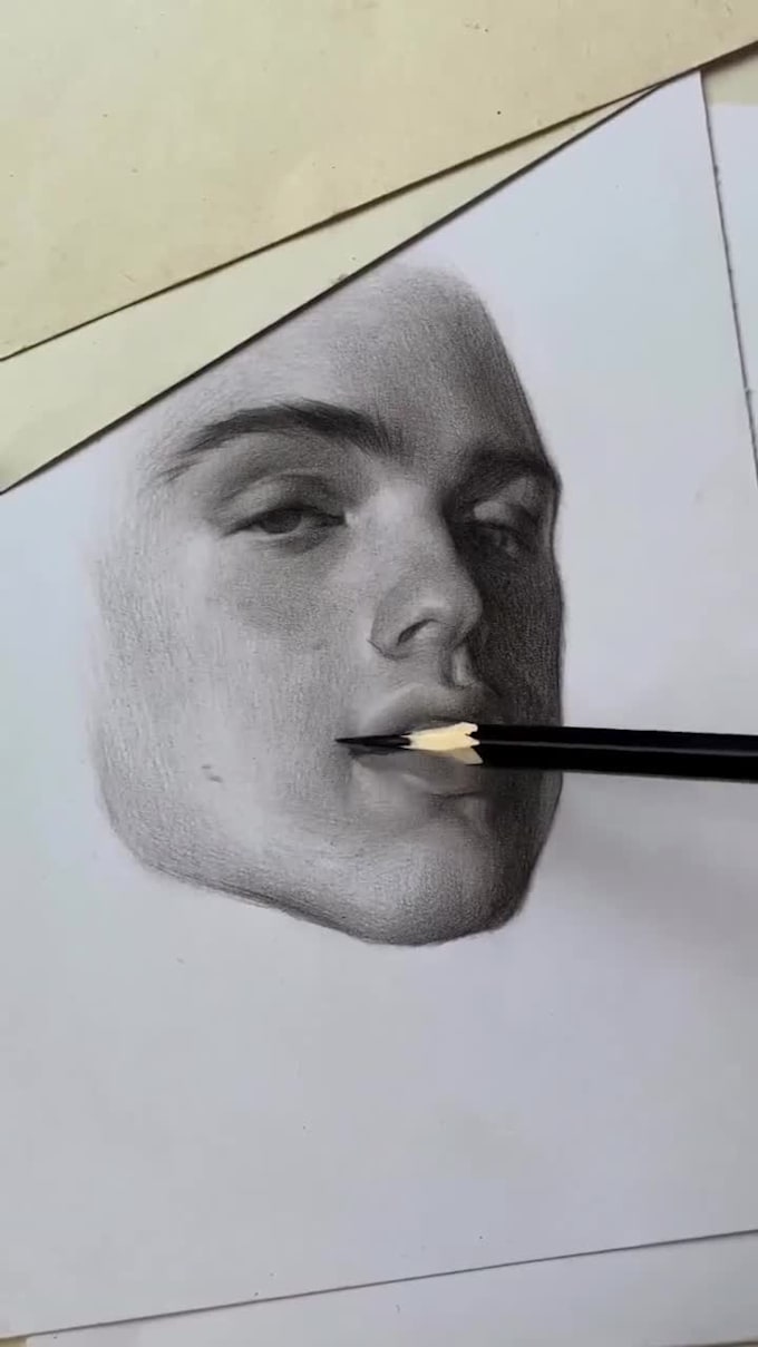 create a lifelike pencil drawing or sketch of your face