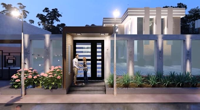 create an exterior design, render, and walkthrough video