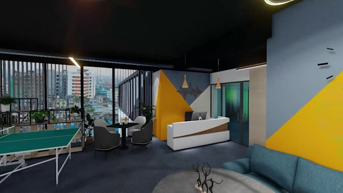create stunning commercial office interior design renderings