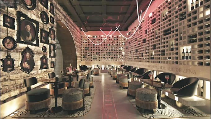 design hotel, restaurant, showroom, commercial interior