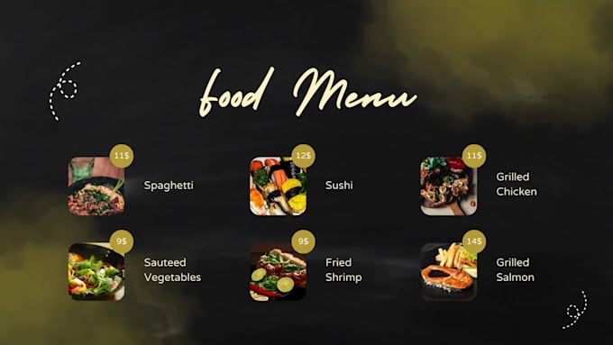 design a modern restaurant menu