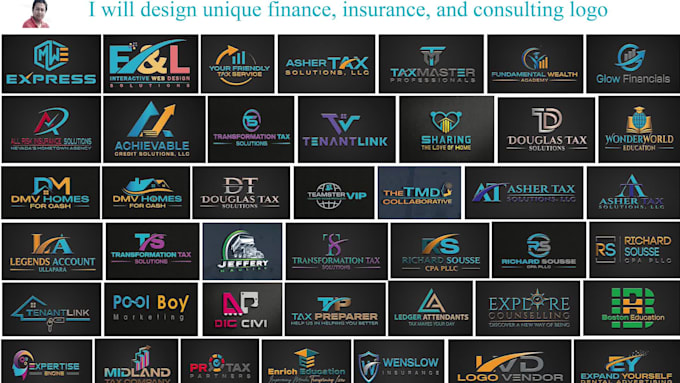 design unique finance, insurance, and consulting logo