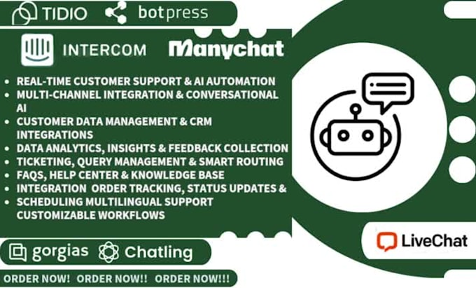provide customer support solutions with intercom tidio botpress chatling ai