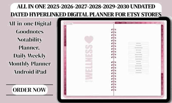 hyperlinked planner etsy seo custom planner design etsy digital products listing