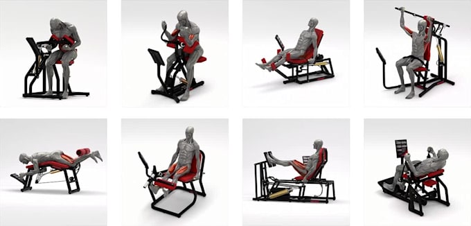 create realistic exercise, workout, gym, fitness, animation video