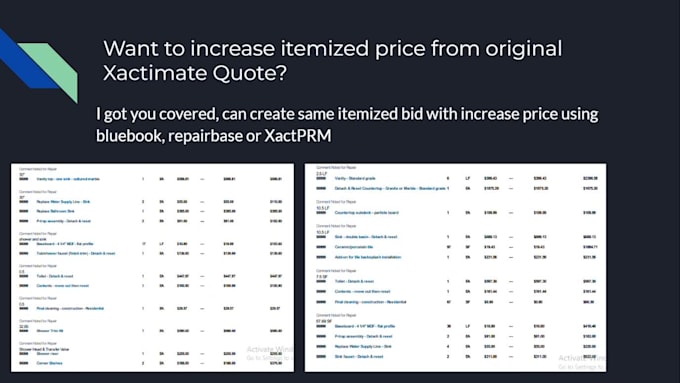 provide repair estimate using bluebook, repairbase