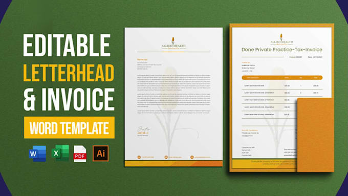 design custom letterhead and invoice with editable word template