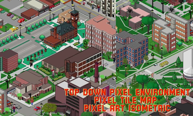 create 2d pixel art environment, tileset, background, top down rpg map
