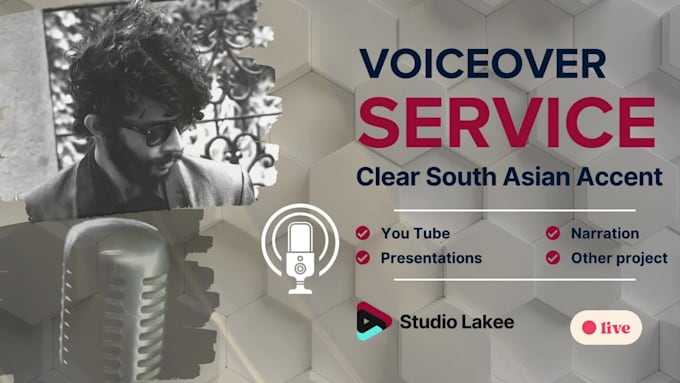 voice over in english with clear south asian accent for you