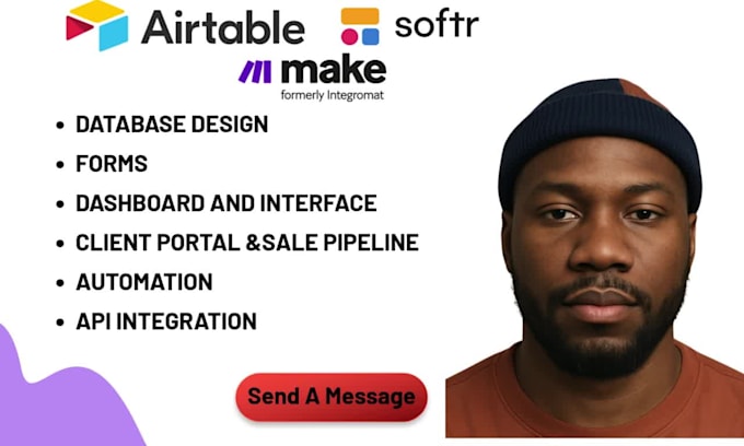 build your airtable database, softr and automations with make com as an expert