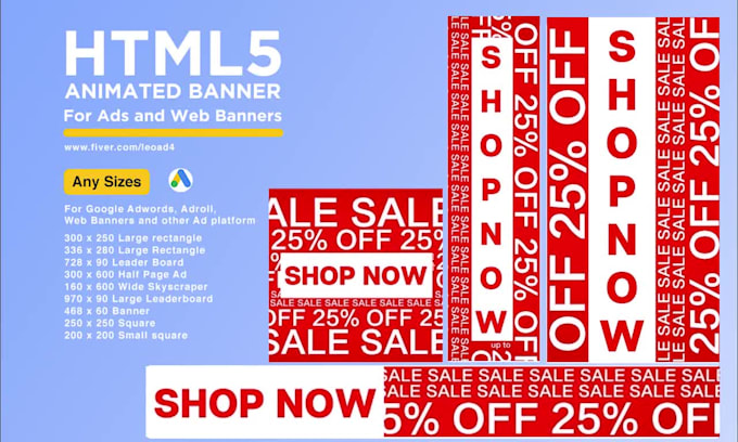 convert design, PSD, or ai to HTML5 animated web banners