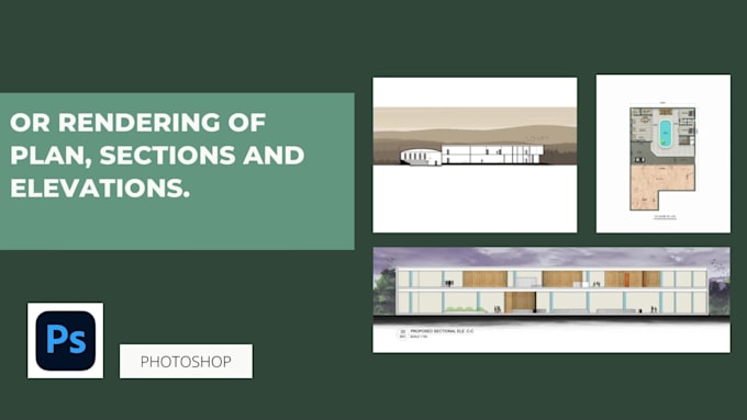 render architectural site plan, floor plan, sections, and elevations