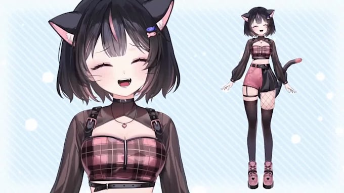 create live 2d vtuber model, 2d vtuber model, vtuber commission, 2d anime