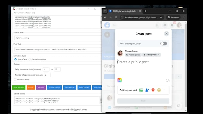 setup a marketing software on pc for facebook auto bulk poster