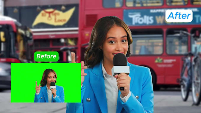 do vfx green screen background remove spokesperson video chroma key rotoscoping
