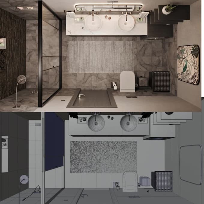 bathroom modelling and render service