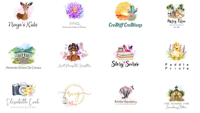 design a watercolor logo and branding kit for your etsy shop