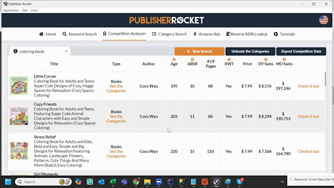 provide competition analysis for amazon KDP with publisher rocket