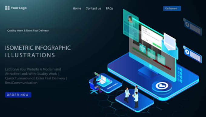 design a colorful flat and isometric illustration