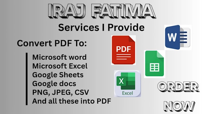 convert PDF to excel, word, png, CSV, docs, google sheet